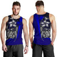Federated States of Micronesia Men's Tank Top Blue - Turtle With Hook Blue - Polynesian Pride
