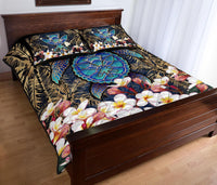 Kanaka Maoli (Hawaiian) Quilt Bed Set - Polynesian Turtle Plumeria Coconut Tree Gold - Polynesian Pride