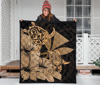 Hawaii Turtle Premium Quilt Polynesian Hibiscus Art Ver 2.0 Gold AH - Polynesian Pride