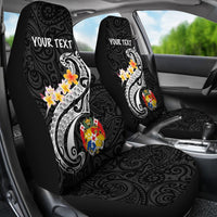 Tonga Custom Personalised Car Seat Covers - Tonga Seal Polynesian Patterns Plumeria (Black) - Polynesian Pride