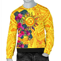 Polynesian Men's Sweaters - Vanuatu Symbols With Hibiscus - Polynesian Pride