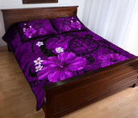 Hawaii Turtle Poly Tribal Quilt Bed Set - Purple - Polynesian Pride