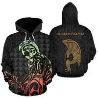 Polynesian Kakau Kaukaoho Helmet Kanaka Warrior Hawaii Zip Hoodie Unisex Black - Polynesian Pride