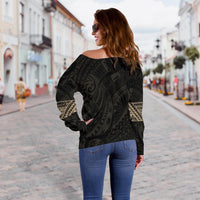 Polynesian Tattoo Off Shoulder Sweater Gold - Custom Version K4 - Polynesian Pride