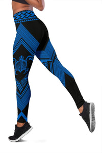 Turtle Polynesian Blue Leggings - Diamond Style - Polynesian Pride