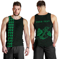 Hawaii Kakau Polynesian Anchor Personalized Men's Tank Top - Green Green - Polynesian Pride