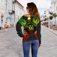 Niue Polynesian Shoulder Sweater Map Reggae - Polynesian Pride