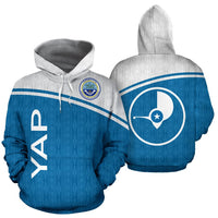 Yap All Over Hoodie Curve Version Unisex White - Polynesian Pride