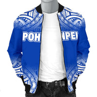Pohnpei Men's Bomber Jacket - Fog Blue Style - Polynesian Pride