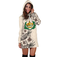 Tonga Hoodie Dress - Tonga Crown & Beige Hibiscus - Polynesian Pride