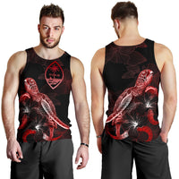 Guam Men Tank Top - Turtle With Blooming Hibiscus Red - Polynesian Pride