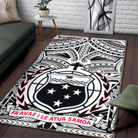 Samoa Area Rug, Samoa Coat Of Arm - Polynesian Tattoo White And Black - Polynesian Pride
