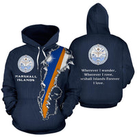 Marshall Islands Hoodie Marshall Islands Seal Flag Forever I Love Unisex Navy - Polynesian Pride