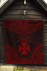 Wallis And Futuna Premium Quilt - Wallis And Futuna Coat Of Arms Polynesian Chief Red Version - Polynesian Pride