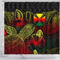 Wallis And Futuna Shower Curtain Turtle Hibiscus Reggae - Polynesian Pride