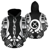 Vanuatu Polynesian Hoodie Black Tattoo Unisex Black - Polynesian Pride