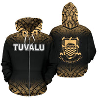 Tuvalu Polynesian Zip up Hoodie Fog Gold Unisex Gold - Polynesian Pride