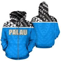 Palau All Over Zip up Hoodie Polynesian Hoodie Style Unisex White - Polynesian Pride