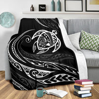 Hawaii Turtle Premium Blanket - White - Frida Style - Polynesian Pride
