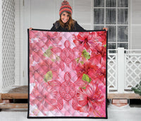Hawaii Turtle Hibiscus Premium Quilt - Pink Style - Polynesian Pride