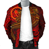 Chuuk Men's Bomber Jacket - Red Shark Polynesian Tattoo - Polynesian Pride