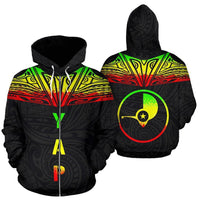 Yap All Over Zip up Hoodie Reggae Neck Style Unisex Mix - Polynesian Pride