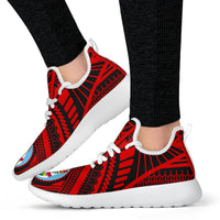 Fiji Polynesian Tattoo Mesh Knit Sneakers Red - Polynesian Pride