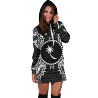 Chuuk Polynesian Hoodie Dress Map Black - Polynesian Pride