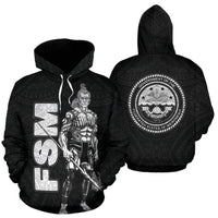 Federated States of Micronesia Hoodie Micronesian Warrior Unisex Black - Polynesian Pride