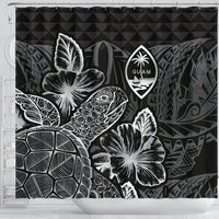 Guam Shower Curtain Turtle Hibiscus Black - Polynesian Pride