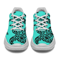 Polynesian Turtle Palm And Sea Pebbles Turquoise Chunky Sneakers - Polynesian Pride