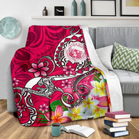 Hawaii Polynesian Premium Blanket - Hawaii Seal With Turtle Plumeria (Pink) - Polynesian Pride