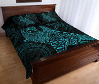 Polynesian Quilt Bed Set - Polynesian Blue Shark Warrior Tattoo - Polynesian Pride