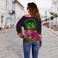 Polynesian Hawaii Women's Off Shoulder Sweater - Summer Hibiscus - Polynesian Pride