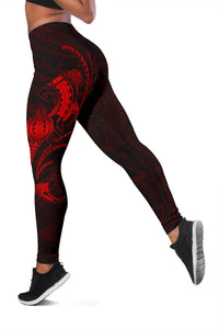 Hawaii Turtle Shark Polynesian Leggings - Red - Polynesian Pride