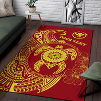 Hawaii Polynesian Personalised Area Rug - Vintage Polynesian Turtle (Red) - Polynesian Pride