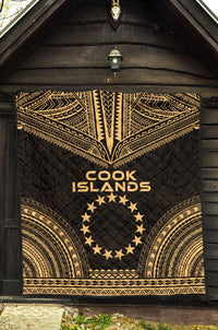 Cook Islands Premium Quilt - Cook Islands Flag Polynesian Chief Gold Version - Polynesian Pride