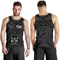 Fiji Men's Tank Top - Fiji Seal With Polynesian Tattoo Style (Black) - Polynesian Pride