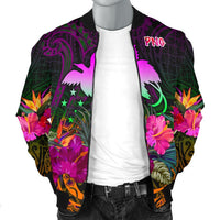 Papua New Guinea Men's Bomber Jacket - Summer Hibiscus - Polynesian Pride