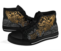 Tonga Polynesian High Top Shoes - Gold Turtle Flowing - Polynesian Pride