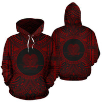 Papua New Guinea ll Over Hoodie Papua New Guinea Coat of rms Polynesian Red Black - Polynesian Pride