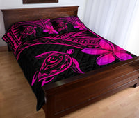 Hawaiian Turtle Plumeria Polynesian Quilt Bedding Set Pink - Polynesian Pride