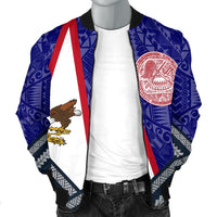 American Samoa Polynesian Men's Bomber Jacket - American Samoa Flag And - Polynesian Pride