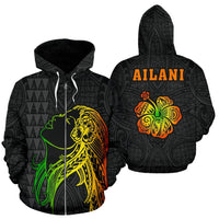 Ailani Hula Girl Polynesian Zip up Hoodie Unisex Black - Polynesian Pride