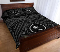 Chuuk Custom Personalised Quilt Bed Set - Chuuk Seal With Polynesian Tattoo Style ( Black) - Polynesian Pride