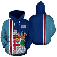 Fiji Zip up Hoodie Fiji Flag and Coat of Arms K13 Unisex Blue - Polynesian Pride