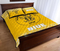 Niue Quilt Bed Set - Niue Coat Of Arms Polynesian Tattoo Fog Yellow Style - Polynesian Pride