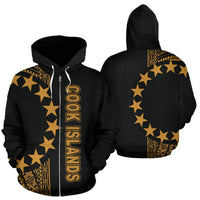Cook Islands Polynesian Zip up Hoodie Line Gold Unisex Gold - Polynesian Pride