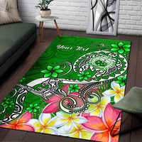 Samoa Custom Personalised Area Rug - Turtle Plumeria (Green) - Polynesian Pride