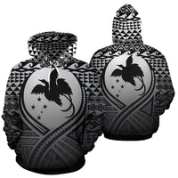 Papua New Guinea All Over Hoodie Lift up Black Unisex Black - Polynesian Pride